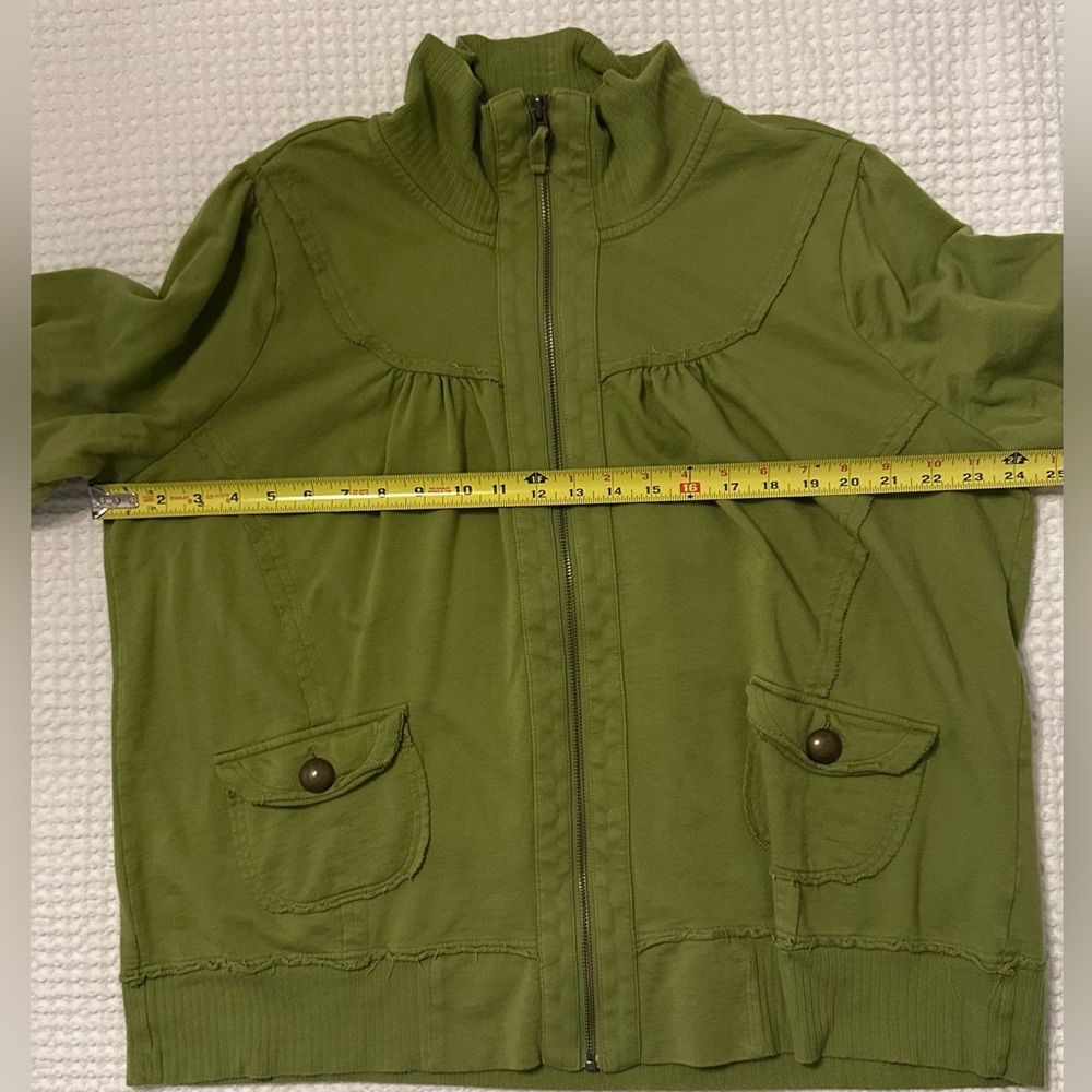 Caslon Jacket Women's Size 2XL Green Cotton Knit Full Zip Casual Layering - Picture 5 of 9
